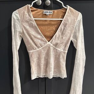 I.AM.GIA Sheer White Lace Blouse